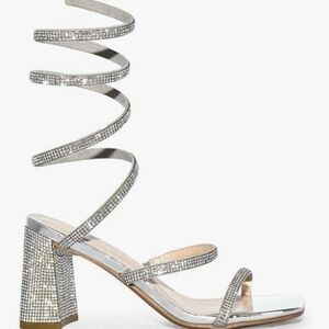 Elegant Silver Strappy Heels